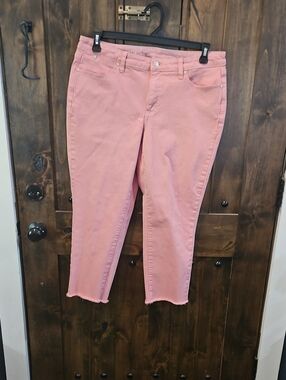 Talbots Flawless Women's Pink Denim Slim Crop Jeans Size 14 W